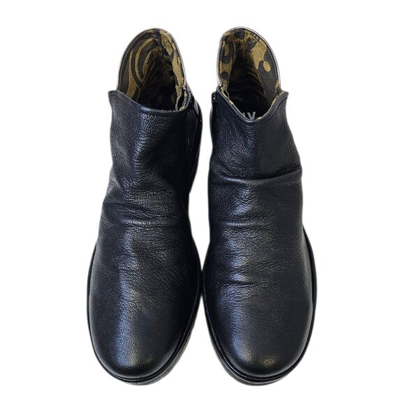 Fly London Womens Booties, Leather, Heeled, Bronze, Black, Size 39 / US 8-8.5 - Picture 5 of 11